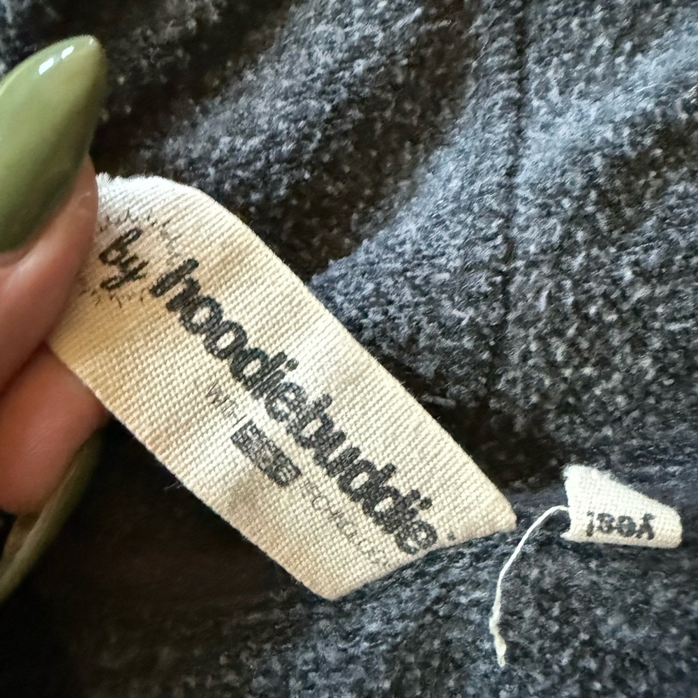 Dark Gray Fleece Hoodie with White Drawstrings - Picture 7 of 7